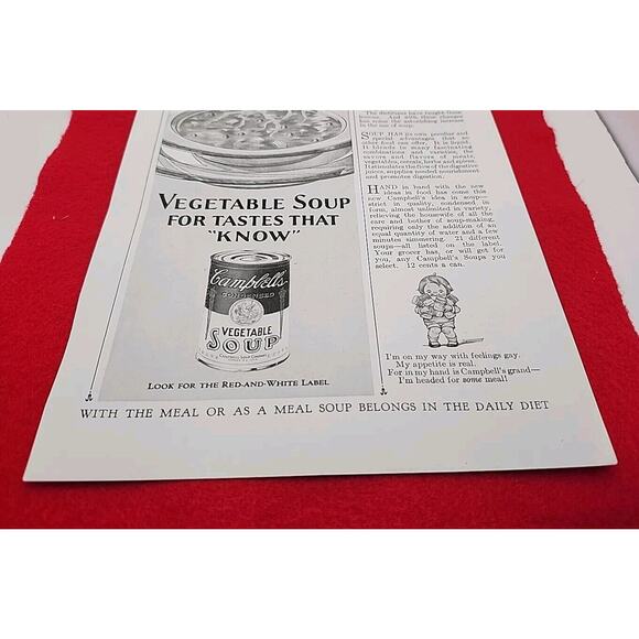 1928 Campbell's "Vegetable Soup for Tastes That Know" Ephemera Vintage Print Ad - Picture 5 of 5